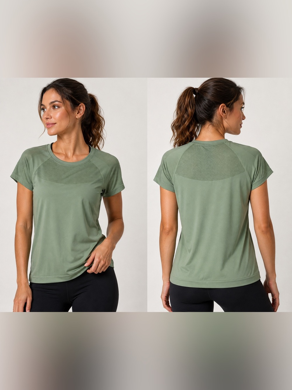 Mondetta Women’s Large Sage Green Performance Athletic Workout Shirt